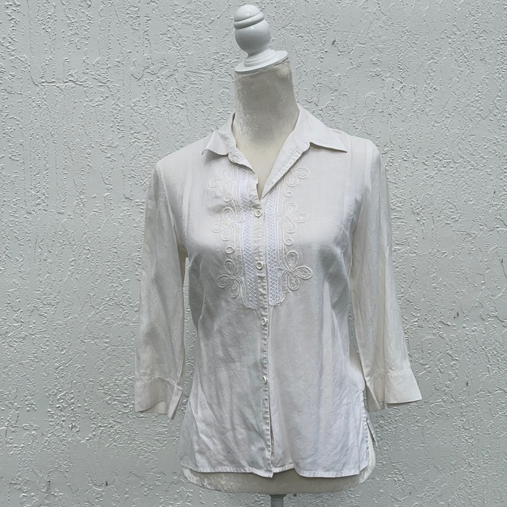 Vintage BCTV Silk/Linen Beaded Shirt